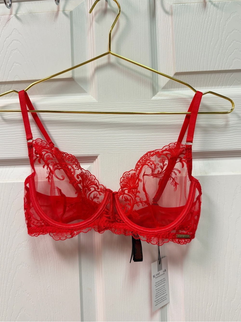 Bluebella Red Lace Underwire Bra with Sheer Embroidery